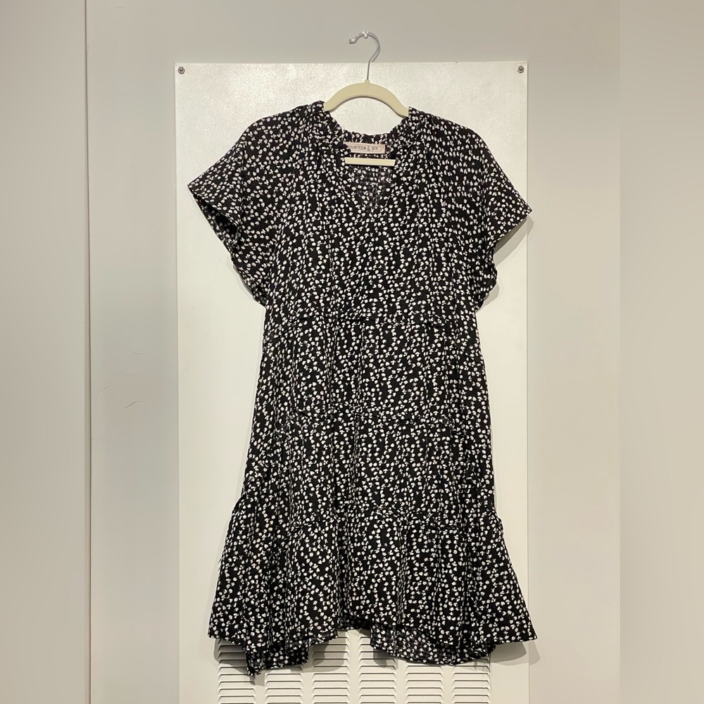 Fourteenth+Ninth Black and White floral mini dress